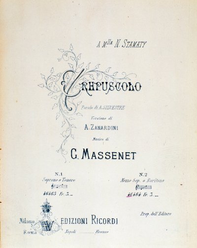 Frontispício de Crepúsculo, poema pastoral n°5 de Jules Massenet de Anonymous Anonymous