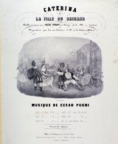 Frontispício para a partitura de Catarina ou a filha do bandido de Pugni para a representação no Teatro alla Scala (1847) de Anonymous Anonymous