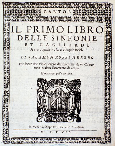 Frontispício de Primo libro di sinfonie e gagliarde de Salomone Rossi de Anonymous Anonymous