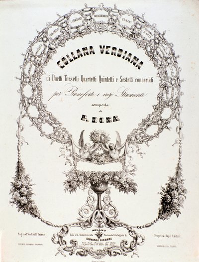 Frontispício de uma colecção de partituras musicais de Giuseppe Verdi de Anonymous Anonymous