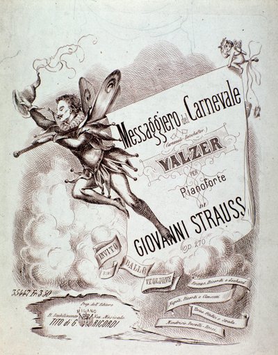 Frontispício da partitura musical de Carnevals-Botschafter (op 270) de Johann Strauss de Anonymous Anonymous