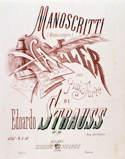 Frontispício da partitura de valsas para piano de Eduard Strauss de Anonymous Anonymous
