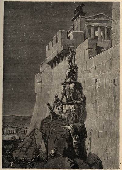 Gauleses tentando tomar o Capitólio (390 AC) - Gansos salvando o Capitólio Romano dos invasores gauleses - - gravando 1890 de Anonymous Anonymous