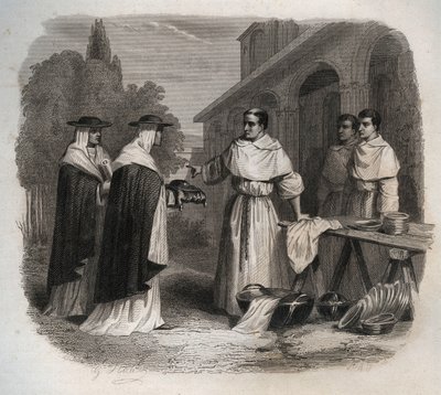 Giovanni da Fidanza conhecido como Boaventura (fazer por volta de 1217-1274) (San Bonaventura) recebeu o chapéu de cardeal. Gravura de 1846 em "Vidas dos Santos". Coleção particular. de Anonymous Anonymous