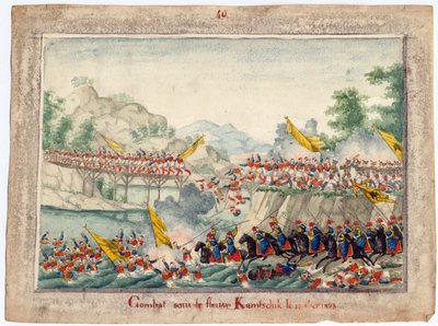 Guerre russo-turque de 1828-1829 - A Batalha no rio Kamchik em 15 de Outubro de 1828 - Anónimo - 1829 - Aguarela sobre papel - 22,4x30 - Colecção Privada de Anonymous Anonymous