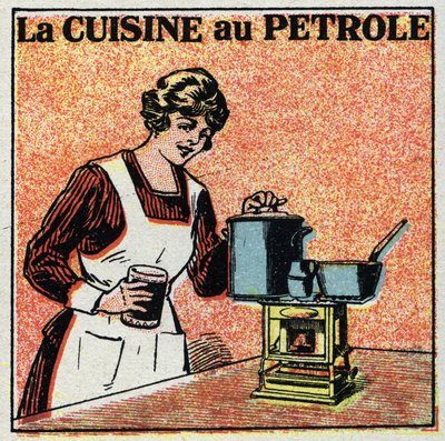 Aquecimento doméstico: a cozinha com óleo. Ilustração anónima de 1925. Colecção privada. de Anonymous Anonymous