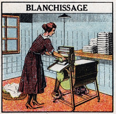 Usos domésticos de electricidade: lavagem a branco. Ilustração anônima de 1925. Coleção privada. de Anonymous Anonymous