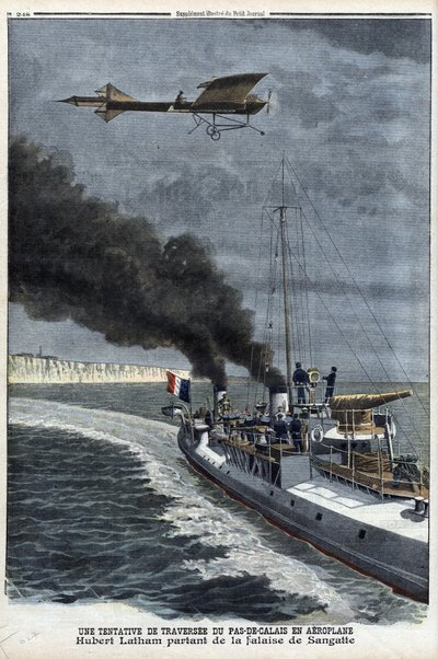 Hubert Latham (1883-1912), aviador francês, deixando Sangatte em um monoplano 