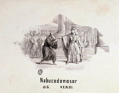 Fronteira ilustrada da partitura musical da ópera Nabucco de Giuseppe Verdi de Anonymous Anonymous