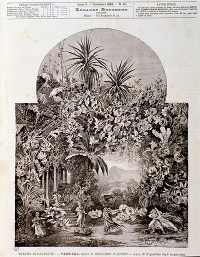 Ilustração para a ópera Parsifal de Wagner, representada em 1882 no teatro de Bayreuth de Anonymous Anonymous