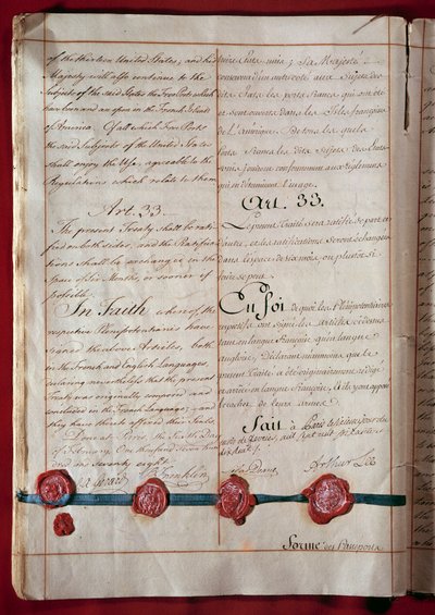 Independência dos Estados Unidos: o comércio de amizade e comércio entre a França e os Estados Unidos (representado por Benjamin Franklin) data de fevereiro de 1778 em ambas as línguas. 1778 Paris, Ministério dos Negócios Estrangeiros de Anonymous Anonymous
