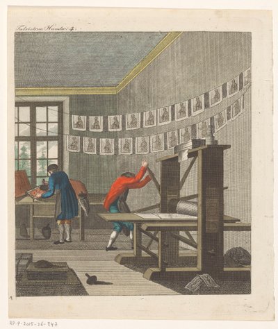 Interior de uma tipografia, c.1750-1850 (gravura) de Anonymous Anonymous