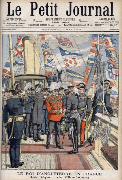O Rei Eduardo VII deixou Cherbourg após uma viagem a França. Le Petity Journal, maio de 1903. de Anonymous Anonymous