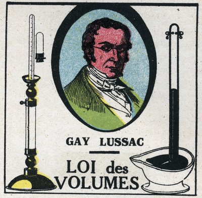 Les atoms: loi des volumes de Louis-Joseph Gay-Lussac (Louis Joseph Gay Lussac) (1778-1818). Ilustração anônima de 1925. Coleção privada. de Anonymous Anonymous