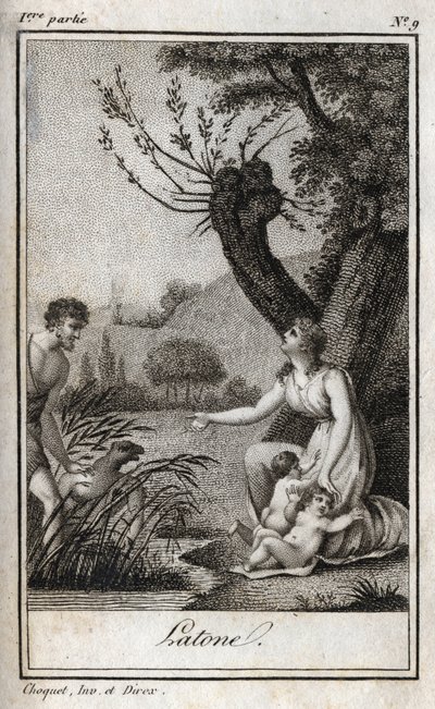 Leto, Letone, Latona, Gravura de 1819 em "Lettres a Emilie sur la mythologie" de Charles Albert Demoustier (1760-1801). Coleção privada. de Anonymous Anonymous
