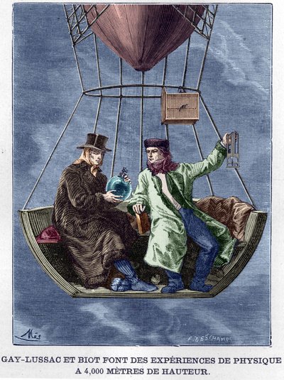 Louis-Joseph Gay-Lussac (Louis Joseph Gay Lussac) e Biot do physics experiments a 4.000 metros de altura - no "Album de la Science; illustrious scientists; Great discoveries" 1896. de Anonymous Anonymous