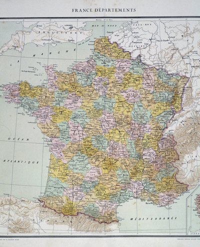 Mapa: Departamentos de França. Atlas da década de 1950. de Anonymous Anonymous