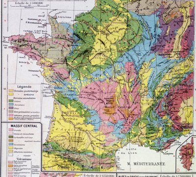 Mapa de França: Geological France - in "Atlas scolaire" (França Geológica) de Anonymous Anonymous
