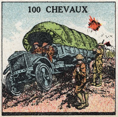 Tracção mecânica: camião militar até 100 cavalos de potência. Ilustração anónima a partir de 1925. Coleção privada. de Anonymous Anonymous