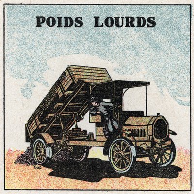 Tração mecânica: caminhões. Ilustração anónima de 1925. Coleção privada. de Anonymous Anonymous