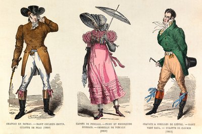 Roupas masculinas e femininas entre 1810 e 1812 em Paris (reinado do Imperador Napoleão I) - coleção particular de Anonymous Anonymous