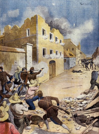 Revolução Mexicana (Revolução Mexicana: fuzileiros americanos lutando em Vera-Cruz, abril de 1914) Ilustração em "L