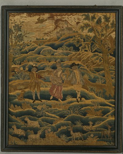 Quadro de bordados, c.1750 (lã, seda e tela) de Anonymous Anonymous