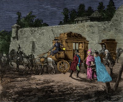 Vôo noturno da família real para Varennes em 1791, Gravura, Coleção privada de Anonymous Anonymous