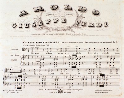 Página da partitura da ópera Aroldo de Giuseppe Verdi de Anonymous Anonymous