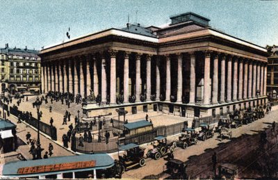 Paris: vista exterior do Palais Brongniart (Bolsa de Paris), construído entre 1808-1826 por Alexandre Brongniart (1770-1847). Fotografia de 1920 no "Álbum Artístico" da cidade de Paris. Coleção particular. de Anonymous Anonymous