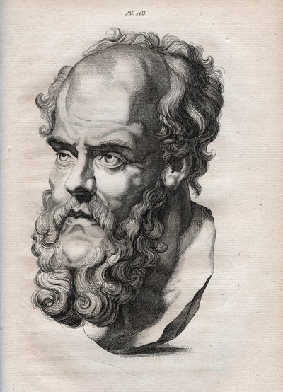 Fisiognomia - Fisiognomonia - o filósofo grego Sócrates (ca. 469 a.C.-399 a.C.) (Busto de Sócrates (ca. 469 a.C.-399 a.C.), filósofo ateniense) gravura de 1808 em "A arte de conhecer os homens através da fisionomia" de Johann Gaspar (Gaspard) Lavater (1841 de Anonymous Anonymous