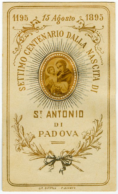 Imagem piedosa: Imagem sagrada celebrando o aniversário de Santo Antônio de Pádua de Anonymous Anonymous