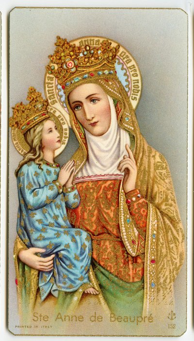 Imagem piedosa: Santa Ana de Beaupre, santa padroeira do Quebec (cromolitografia) de Anonymous Anonymous