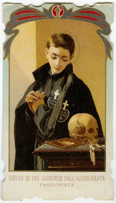 Imagem piedosa: São Gabriel de Nossa Senhora das Dores, estudante clerical Passionista Italiana (cromolitografia) de Anonymous Anonymous