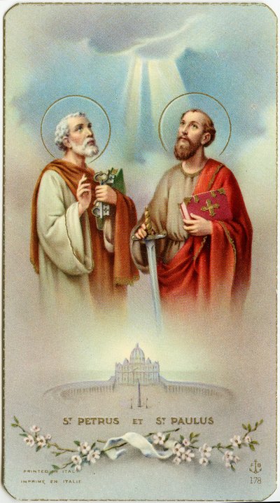 Imagem piedosa: Os apóstolos Pedro e Paulo (cromolitografia) de Anonymous Anonymous