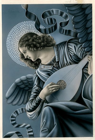 Imagem piedosa: um anjo músico depois do afresco de Melozzo da Forli (estampa) de Anonymous Anonymous