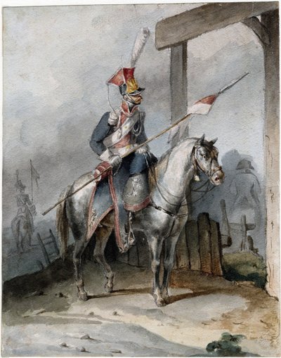Chevauleger polaco da Guarda Imperial Francesa - Anónimo - ca 1808 - Aguarela sobre papel - 20,6x16,2 - Colecção Privada de Anonymous Anonymous