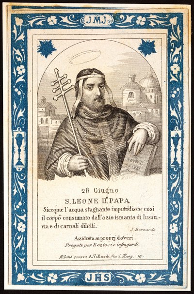 Papa São Leão (Leone) II (século VII) Imagem piedosa. Cartão postal. O início do século XX. Coleção Privada. de Anonymous Anonymous