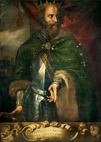 Retrato de Pedro III ""O Grande"" (1240-1285), rei de Aragão e Valência. Pintura anônima. Espanha, Valência. Palácio da Generalitat. de Anonymous Anonymous
