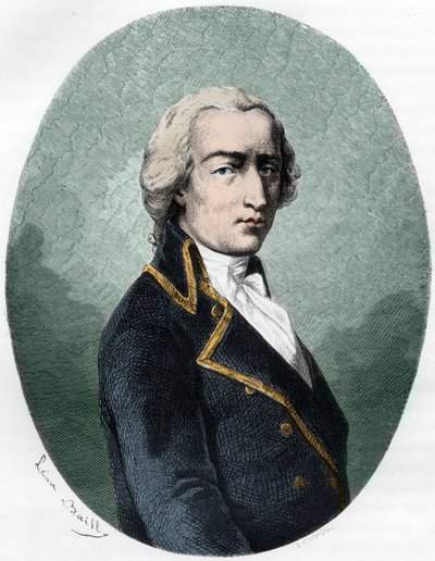 Retrato de ARMAND LOUIS de GONTAUT BIRON, DUC DE LAUZUN, soldado francês - Retrato de Armand-Louis de Gontaut Biron Duke de Lauzun (Biron-Lauzun) (1758-1793) - Gravura de 1863 em "Le Livre Rouge - Histoire De L