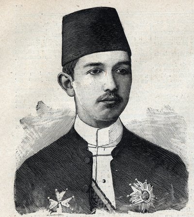 Retrato de Abbas II Pasha (1874-1944), vice-rei do Egito. Gravura em "Le Peute Parisien" (Le Peute Parisien) de Anonymous Anonymous
