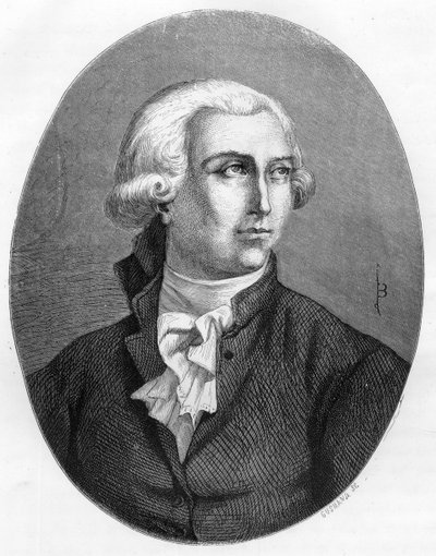Retrato de Antoine Laurent Lavoisier (1743-1794), químico francês - Gravura de 1863 em "Le Livre Rouge - Histoire De L