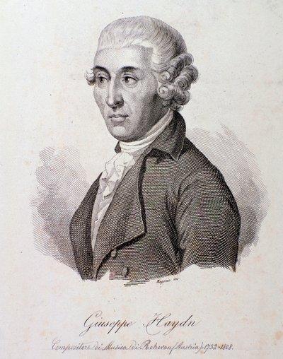 Retrato do compositor austríaco Joseph Haydn (1732-1809) Gravura. Colecção privada do século XIX de Anonymous Anonymous