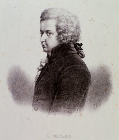 Retrato do compositor austríaco Wolfgang Amadeus Mozart (1756-1791) Gravura. Século XIX. Coleção particular milanesa de Anonymous Anonymous