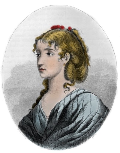 Retrato de Cecile Aimee Renault (1774-1794), revolucionária francesa - Gravura de 1863 em "Le Livre Rouge - Histoire De L