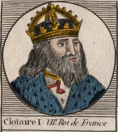 Retrato de Clothaire I (497 - 561), Rei da Neustria e Rei dos Francos - Clothar I, Rei dos Francos - gravura de "Instruction sur l