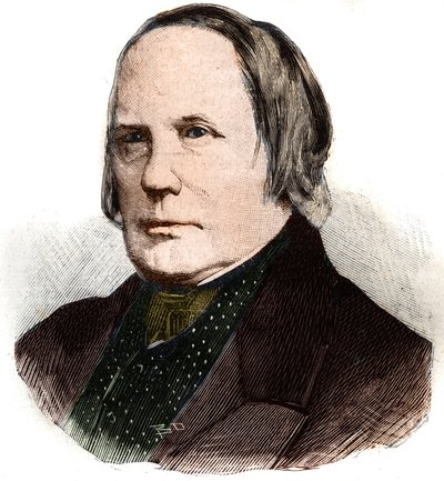 Retrato de Edgar Quinet (1803-1875) escritor e historiador francês. Gravura em "Le Peute Parisien" (Le Peute Parisien) de Anonymous Anonymous