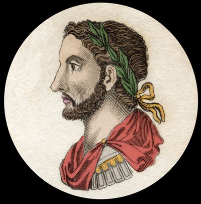 Retrato do Imperador Antoninus Pius (86-181). Gravura do século XIX. Milanês de Anonymous Anonymous