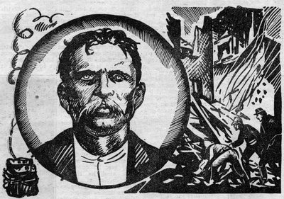 Retrato de François Claudius Koenigstein dit Ravachol (1859-1892), terrorista e anarquista. Ilustração tirada de "Le petit journal illustrious" 1931 de Anonymous Anonymous