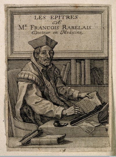 Retrato de François Rabelais (1494-1553), Anónimo. Gravura em cobre de Anonymous Anonymous